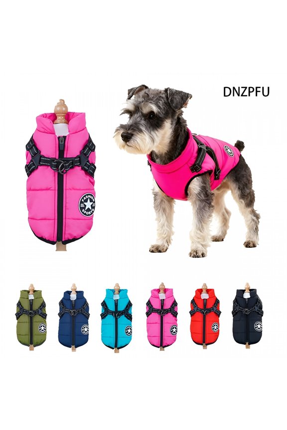 2026 New Dog Winter Coat with Harness, Thicken Padded Fleece Lined Jacket, Easy on Off Two-Legs Design, Dog Puffer Jacket