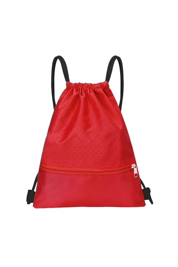 2026 New Drawstring Backpack Bag, Waterproof Draw String Back Sack with Zip Pocket, Gym Drawstring Bags Swim Bag for Men Women for Gym,Travel,Beach