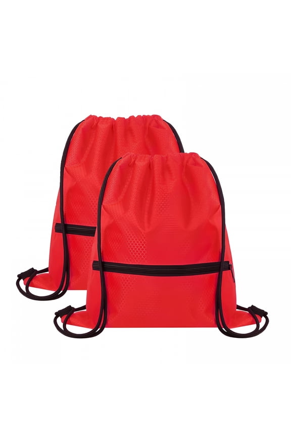 2026 New Drawstring Backpack Waterproof, Draw String Back Bag with Zipper Pocket Cinch Bags Drawstring Swim Backpack Gym Backpack for Men Women for Gym,Travel,Beach (Red 2 Pcs)