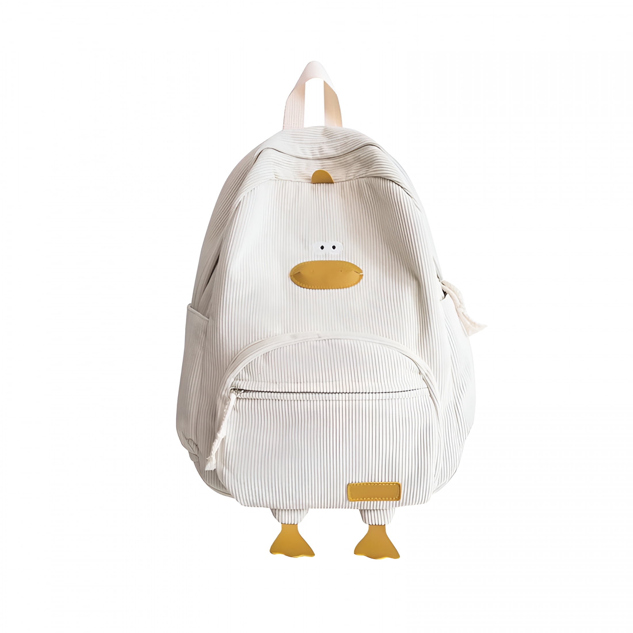2026 New Duck Cute Backpack, Large Capacity Cute Schoolbag Funny Aesthetic Kawaii Corduroy Mochila for School,Travel,Shopping,Daily (White)