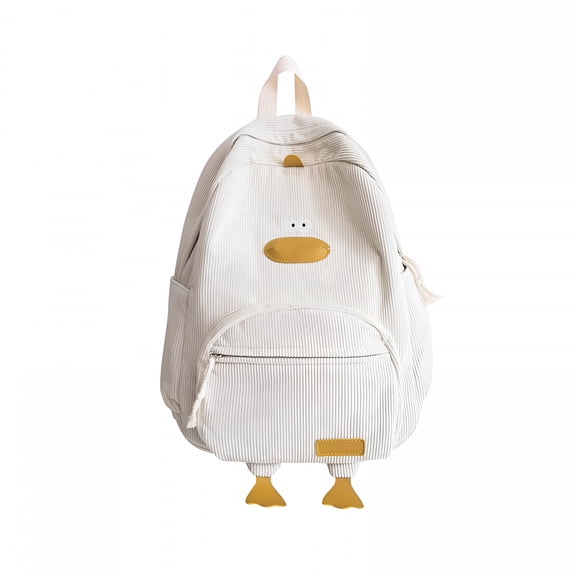 GASTROPOD 2026 New Duck Cute Backpack, Large Capacity Cute Schoolbag Funny Aesthetic Kawaii Corduroy Mochila for School,Travel,Shopping,Daily (White)