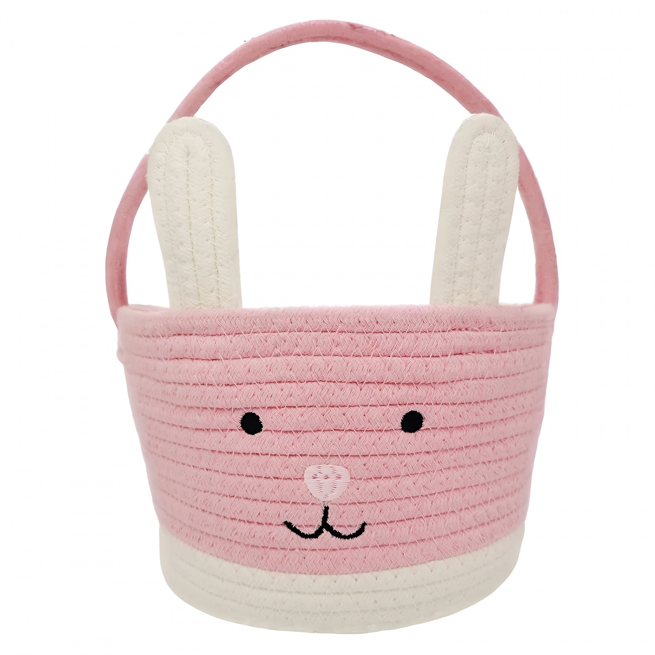 GASTROPOD 2026 New Easter Basket,Easter Bunny Baskets with Handle,Baby Gift Baskets,Egg Buckets Gifts Tote Bags Egg Hunt Basket for Kids,Boys,Girls,Toddler,Babies,Infant (Pink+White)