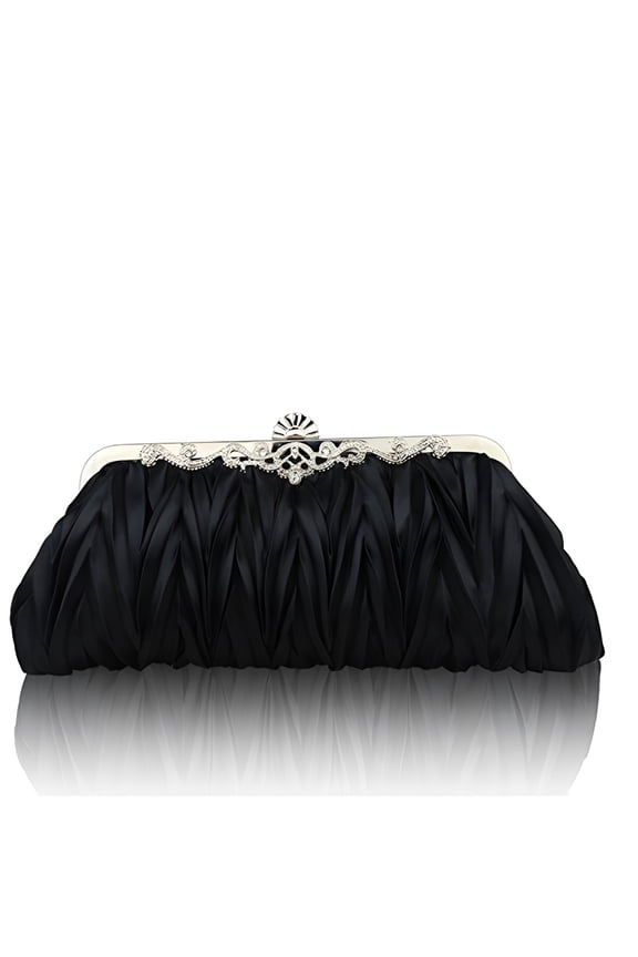 2026 New Evening Clutch Bag Black Satin Handheld Shoulder Cross Body Purse 10.6 in X 4.7 in W for Weddings, Parties, Evening Events, Banquets, Formal Occasions