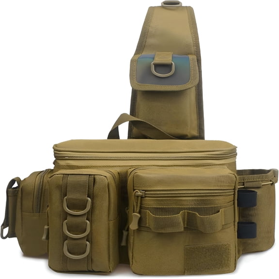 GASTROPOD 2026 New Fishing Tackle Bag with Rod Holder, Fly Fishing Sling Bag Pack Waterproof Cross Body Sling Bag Fishing Waist Bag Backpack Portable Fishing Tackle Box Storage Bag Gift for Men