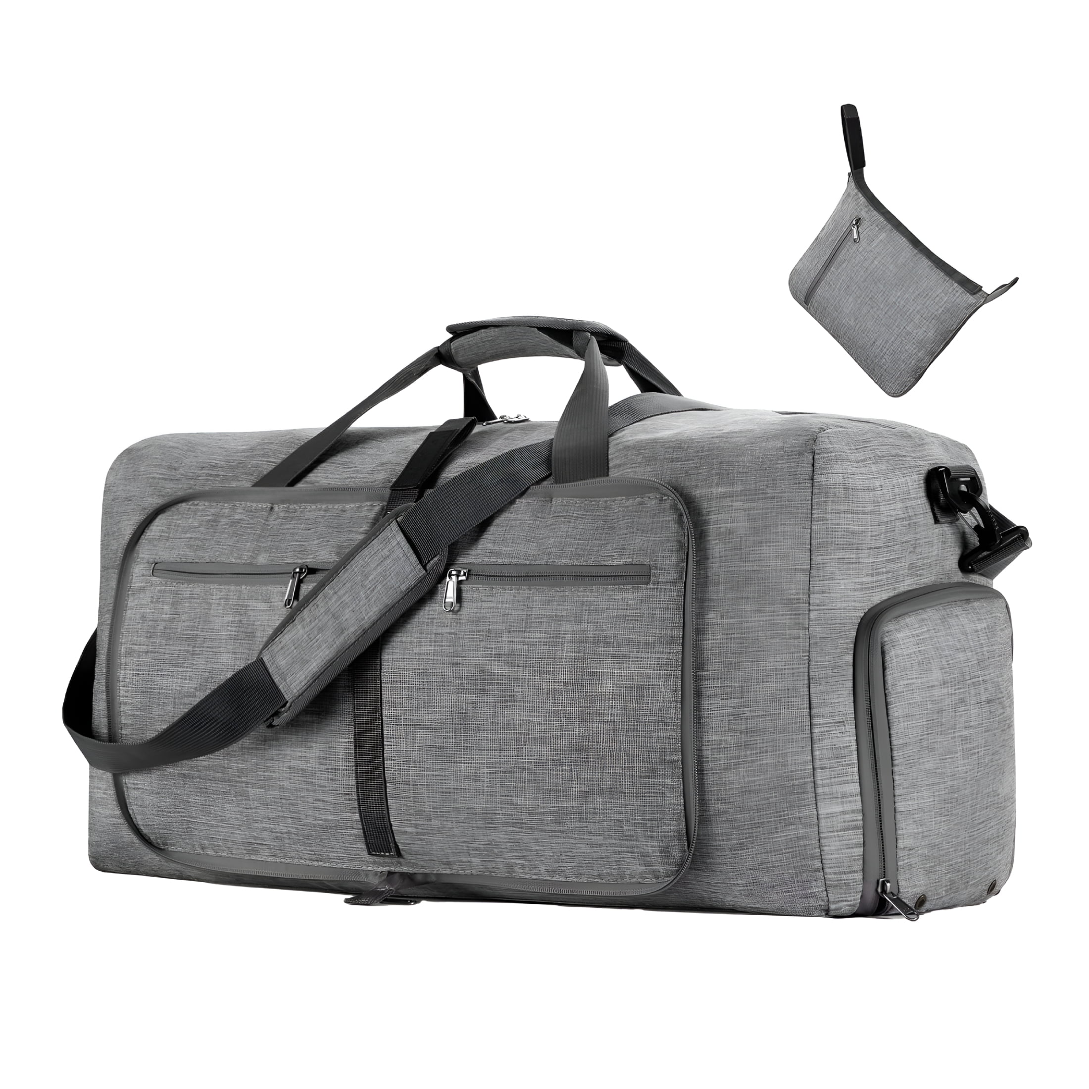 GASTROPOD 2026 New Foldable Travel Luggage Bag with Shoe Compartment,Oxford Cloth Material,Superior Zipper,Multipurpose for Men and Women,Ideal for Weekend Trips,Camping,And Airplane Carry-On Gray