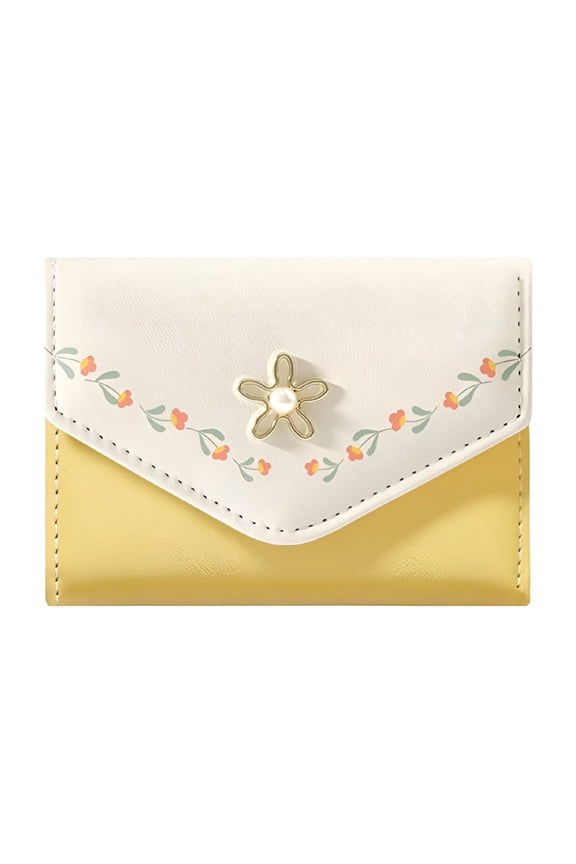 2026 New Girls Cute Tri-Folded Wallet Small Wallet Cash Pu Leather Pocket Card Holder Id Window Purse for Women for School,Shopping,Travel,Casual Outings-Yellow