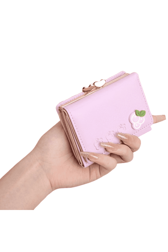 2026 New Girls Wallet Elegant Intellectual Fashion Wallet for Teen Girls Cute Fruit Adornment Cash Wallet for School,Travel,Party,Purple