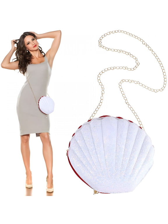 2026 New Glitter Party Purse Seashell Crossbody Bag 1Pack for Women Dating and Vacations for Party,Beach,Travel,Night Out,Casual Outings