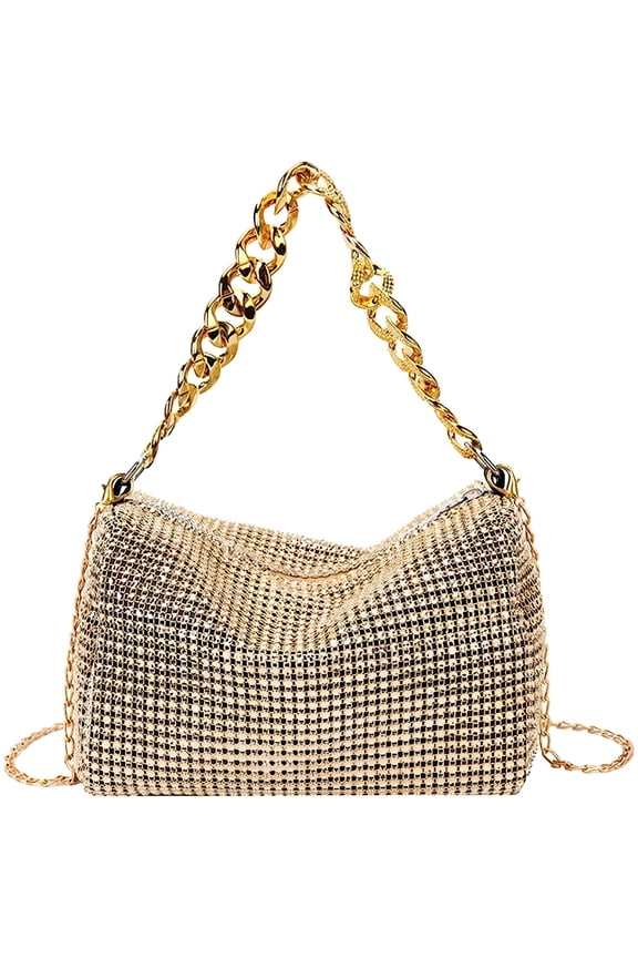 2026 New Gold Rhinestone Clutch  Sparkling Chain Evening Bag for Weddings & Cocktail Parties for Party,Wedding,Formal Gold Clutch Purse