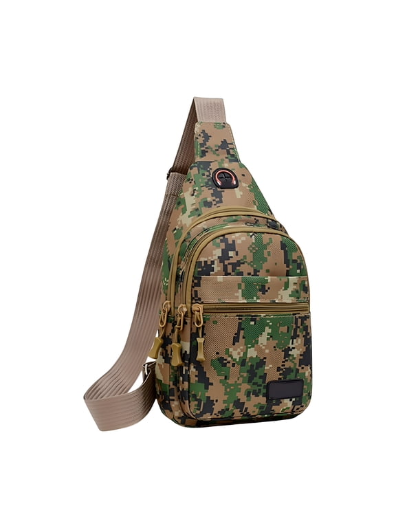 2026 New Green Outdoor Camouflage Sling Bag Military Style Crossbody Shoulder Backpack Lightweight Large Capacity Hiking Travel Adjustable Strap