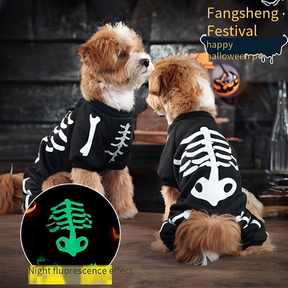 GASTROPOD 2026 New Halloween Dog Costumes Glow-In-The-Dark Skeleton Cute Luminous Cosplay Suits for Small and Medium Dogs and Cats