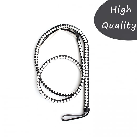 GASTROPOD 2026 New Handmade Leather Cowhide Stock Whips, for Horse Riders Trainers Beginners and Toddler, Equestrian Bullwhip, Black with White