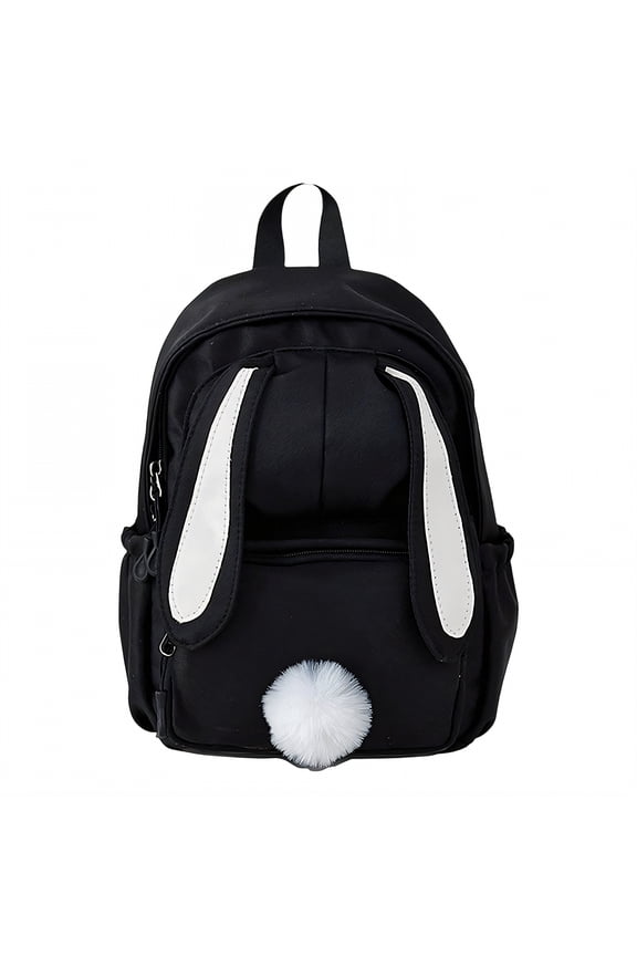 2026 New High School Backpacks,Curved Shoulder Straps School Backpacks,Cute Rabbit Ears Backpack for College for Shopping and Traveling Without Pendant,Black