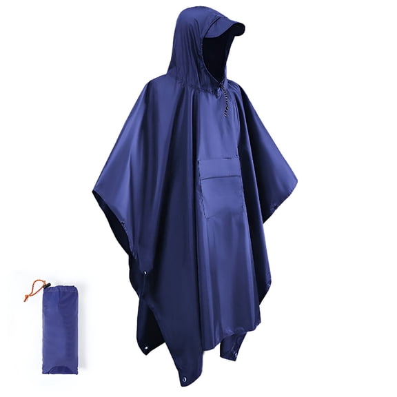 GASTROPOD 2026 New Hooded Portable Rain Poncho for Hiking Camping Fishing Blue One Size, for Outdoor Activities, Hiking, Camping, Fishing Trips, Rainy Weather Protection