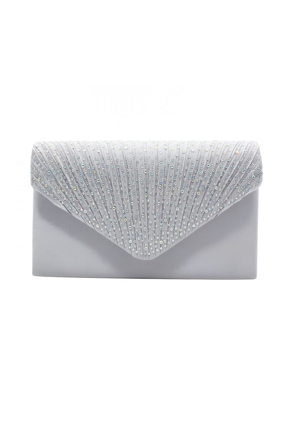 2026 New Ladies Large Evening Satin Bridal Diamante Ladies Clutch Bag Party Prom Envelope Party Handbag Bridal Prom Purse Silver Clutch Purse