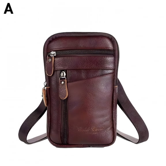 GASTROPOD 2026 New Men'S Genuine Leather Shoulder Messenger Bag Flap Over Man Purse Mobile Phone Key Coin Purse Waist Pack for Casual,Work,Travel,Shopping Multi-Function Crossbody Bag, Black