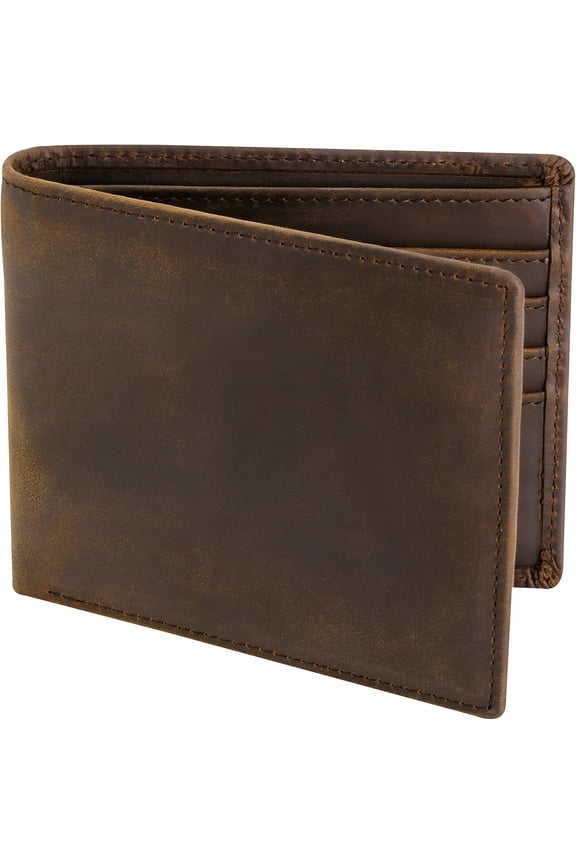 2026 New Men'S Top Grain Leather Wallet | Rfid Blocking | Bifold | 2 Id Windows | 8 Card Slots | Slim Billfold | Gift for Him for Daily, Travel, Work, Casual