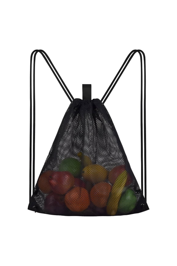 2026 New Mesh Drawstring Bag, Black Mesh Beach Bag, Heavy Duty Drawstring Backpack, Sports Mesh Cinch Sack, Multifunction Mesh Bag for Beach,Swimming,Gym,Sports,Travel