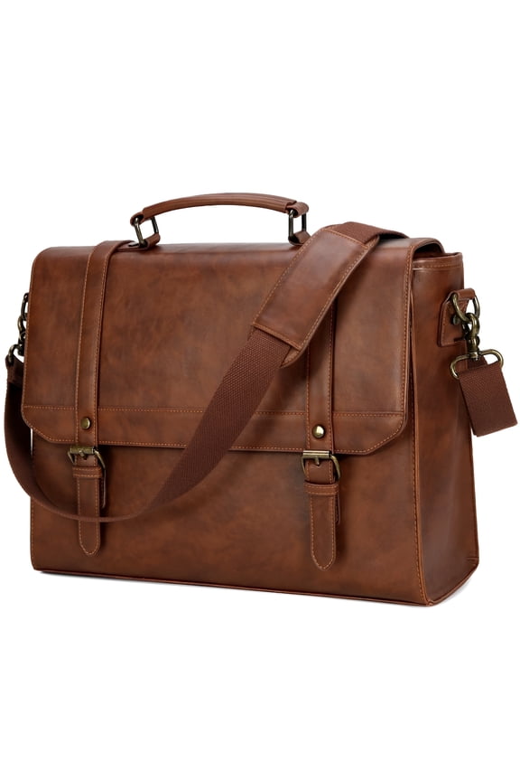 2026 New Messenger Bag for Men 15.6 Inch Laptop Briefcase Vintage Leather Waterproof Large Computer Satchel Bag Retro Shoulder Bag for Office Business Travel College