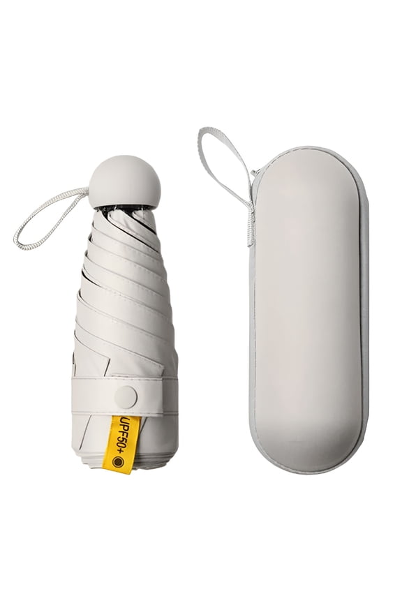 2026 New Mini Capsule Umbrella White Umbrella Parasol Anti-Uv Black Coating Pocket Umbrella for Sun and Rain Outdoor Travel Parasol White 6 Ribs