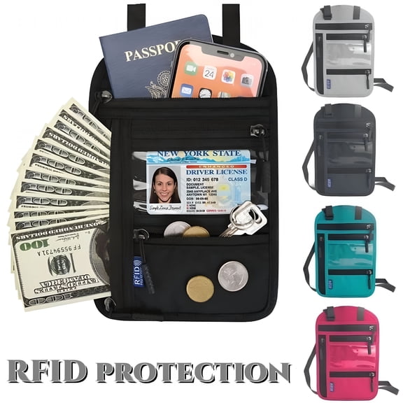 GASTROPOD 2026 New Neck Wallet, Rfid Blocking Passport Holder Neck Bag, Multi-Pockets Wallet, Travel Pouch for Travel, Airport, Hiking, Sightseeing, Commuting, Festivals, Outdoor Activities (Black)