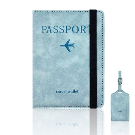 GASTROPOD 2026 New Passport Holder,Rfid Passport Holder,Passport Wallet with Luggage Tag,Durable Pu Material Passport Case with Rfid Protectionfor Women and Men,Blue