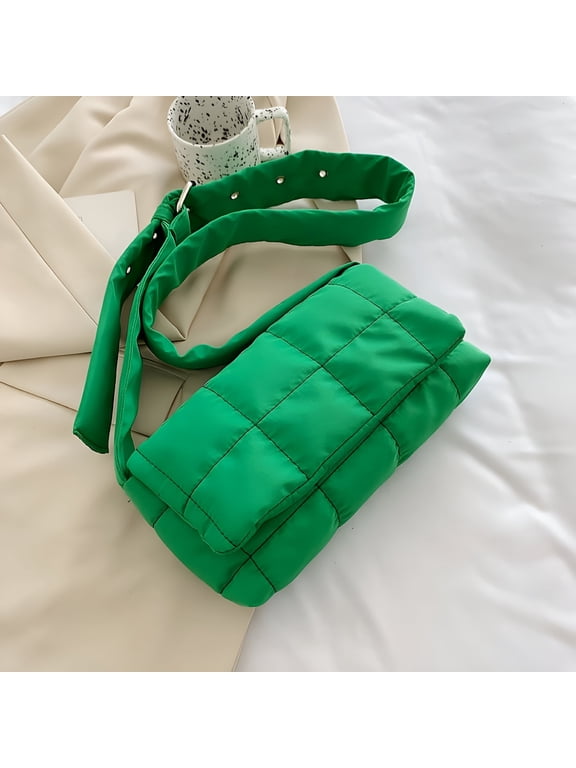 2026 New Puffer Shoulder Bag Nylon Padded Woven Handbag Crossbody Women Down Purse for Travel, Daily Use, Shopping, Gym