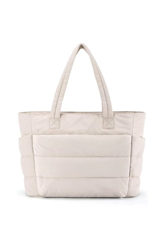 2026 New Puffer Tote Bag,Waterproof Fabric Travel Tote,Quick Access Puffer Bag,Beige,15.756.3011.81", for Travel, Work, Beach Trips, Weekend Getaways, Daily Use, Outdoor Activities