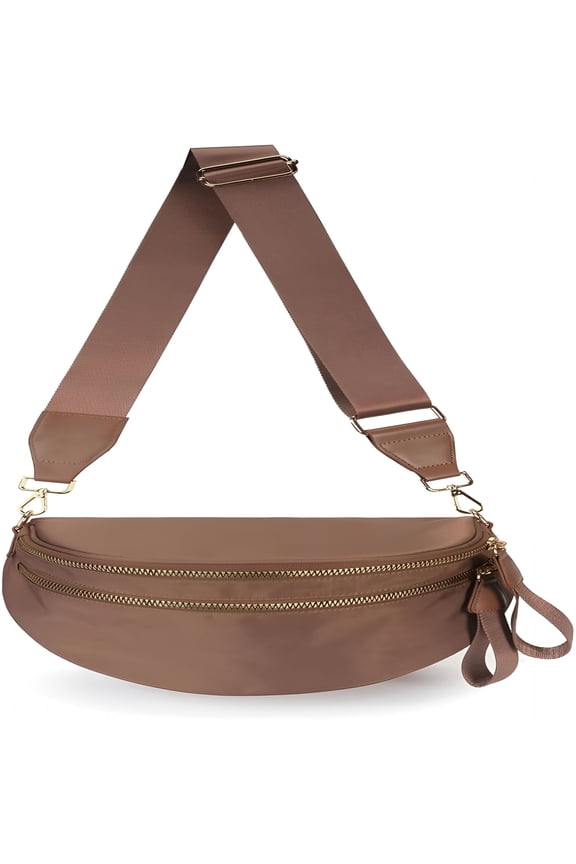 2026 New Pure Colour Crossbody Bag Bum Bag for Women, Spacious Purse Fanny Packs Belt Bag, Oversized Bum Bag (Colour Bum Bag-Coffee)