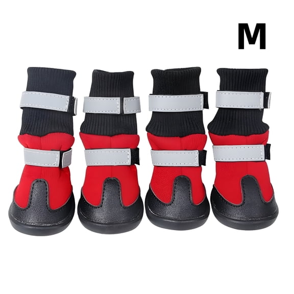 GASTROPOD 2026 New Reflective All-Weather Waterproof Dog Boots  Pet Snow Shoes for Small, Medium Large Dogs, Non-Slip Sole with Adjustable Straps (Black/Red/Blue)