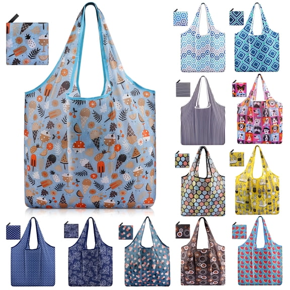 GASTROPOD 2026 New Reusable Grocery Bags 12 Pack Shopping Bags Foldable Tote Bags Bulk Large Washable Shopping Totes Durable Portable Grocery Bags for Groceries Supermarket Camping Travel