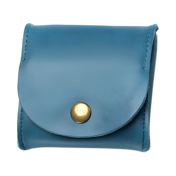 GASTROPOD 2026 New Rustic Leather Pocket Coin Case Genuine Leather Squeeze Coin Purse Pouch Change Holder Tray Purse Wallet for Men & Women - Blue