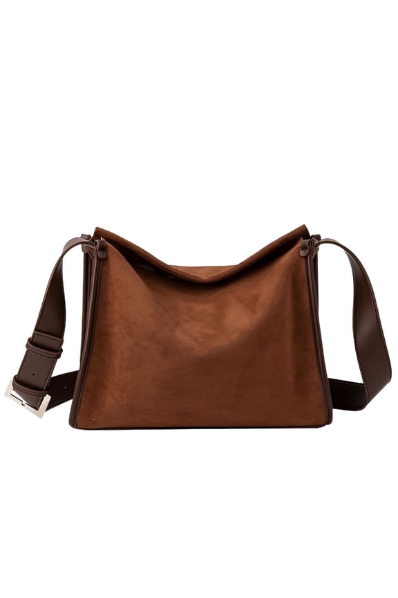 2026 New Slouchy Suede Boston Bag Women Crescent Satchels Shoulder Bag Cute Crossbody Purse Trendy Top-Handle Travel Tote Handbag for Casual,Travel,Work,Shopping,Brown Suede Purse