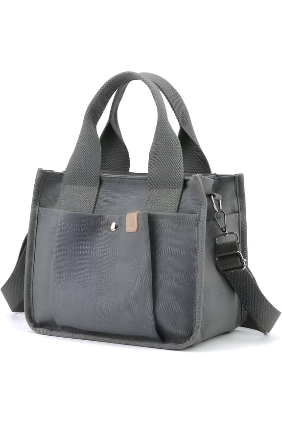 2026 New Small Canvas Tote Bag with Pockets for Women, Cute Mini Crossbody Shoulder Bags, Casual Satchel Purse Messenger Handbag