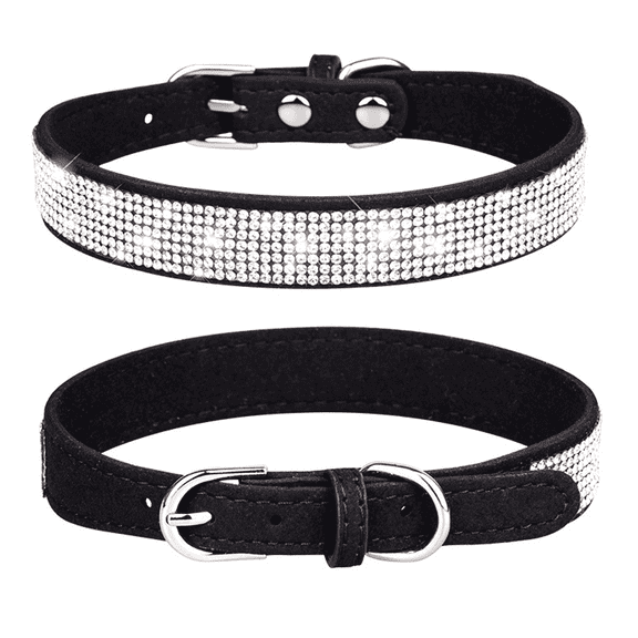 GASTROPOD 2026 New Small Dog Collar Plush Faux Suede Dog Collar Adorned with Shimmering Rhinestones Adjustable Small Dog Collar with Reliable Buckle for Daily Walks Parties Travel