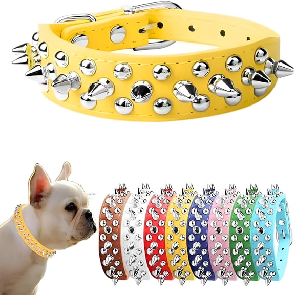 GASTROPOD 2026 New Spiked Dog Collar,Studded Dog Collar Pu Leather Mushrooms Rivet Spike Collar for Training Small Medium Large Dogs and Cats for Walking,Training,Outdoor,Fashion,Protection