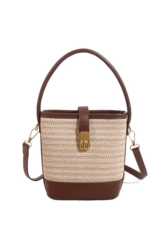 2026 New Straw Beach Bags for Women Rattan Purse Summer Straw Cross-Body Bag Raffia Handbag Purses Shoulder Bag Small Bucket Bag for Beach, Pool, Vacation, Casual Outings, Shopping