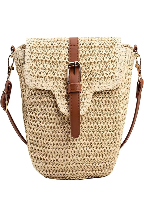 2026 New Straw Beach Bags for Women Summer Straw Cross-Body Bag Raffia Handbag Shoulder Bag Bucket Bag Dumpling Rattan Purse for Beach, Picnic, Travel, Pool, Casual