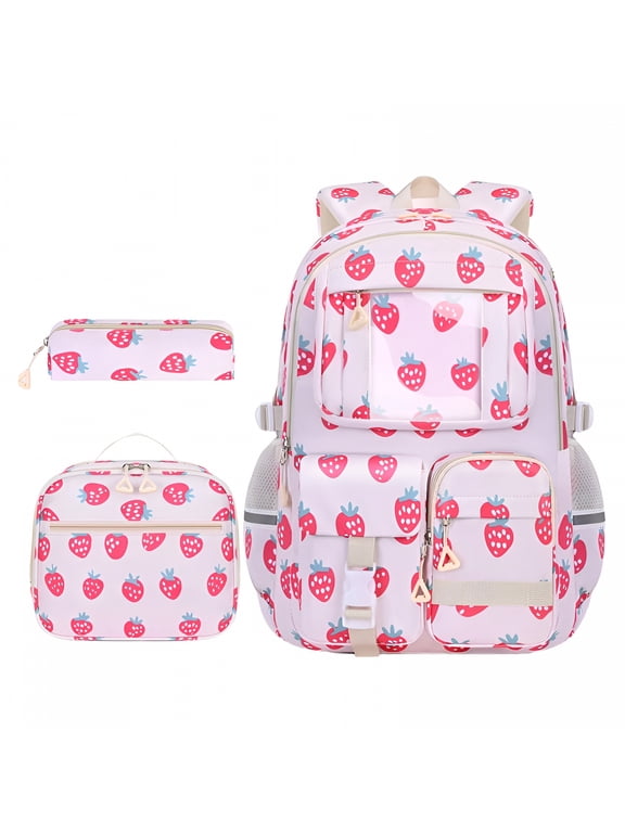 2026 New Strawberry Shortcake Backpack,Pink Strawberry Backpack,Fruit Patterned Backpack,Laptop Backpack,Travel Daypack,Cute and Fashionable Backpack,Multi-Pocket Bookbag
