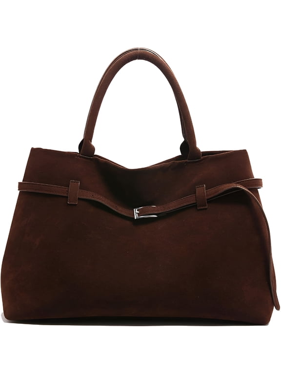 2026 New Suede Tote Bag Large Brown Suede Bag Designer Handbags Leather Tote Bags Women Fall Purses 2026 Satchel for Work, Shopping, Casual Outings, Daily Use, Travel
