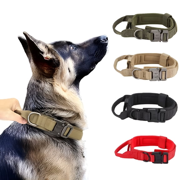 GASTROPOD 2026 New Tactical Dog Collar Military Dog Collar Adjustable Nylon Dog Collar Heavy Duty Metal Buckle with Handle for Dog Training (Red, Xl) Heavy Duty Dog Collar