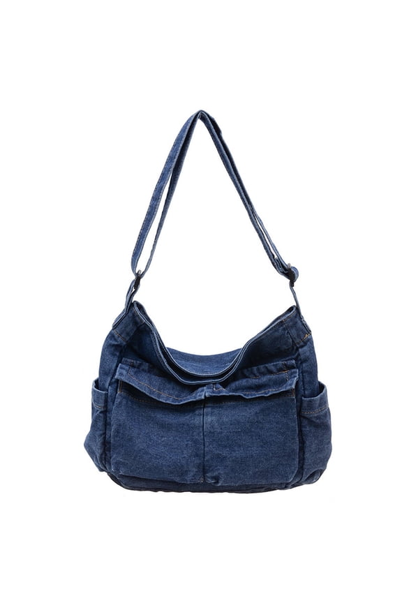 2026 New Travel Backpack Literary Women'S Shoulder Bag Messenger Bag Vintage Denim Shoulder Bag Duffle Bag for Travel School Shopping Light Blue