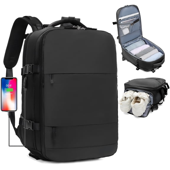 GASTROPOD 2026 New Travel Backpack for Men, College Bookbag, Flight Approved Carry on Backpack Fits 15.6" Laptop, Black, for Commuting, Business Trips, Weekend Getaways, School, Daily Travel