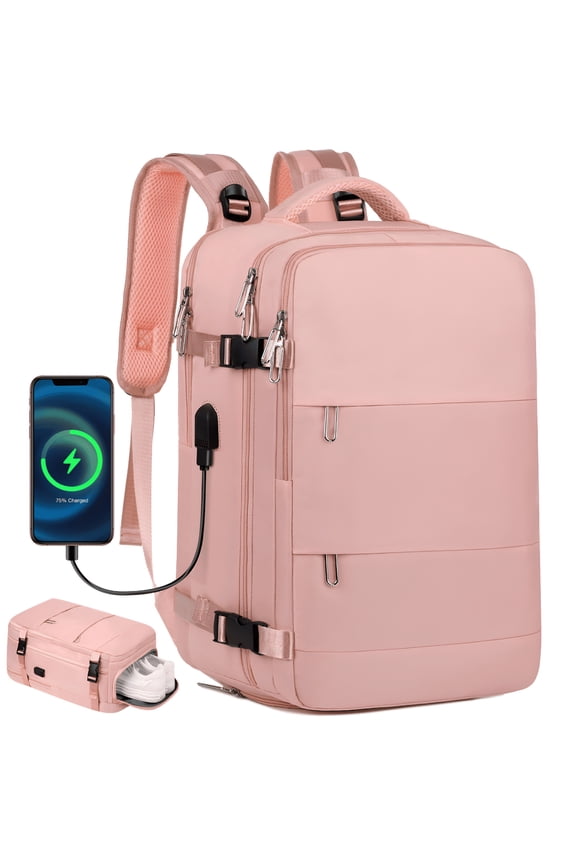 2026 New 17.7" Travel Backpack with Usb Port&Shoe Compartment,Tsa-Approved Laptop Carry on Backpack,Waterproof Large Casual Daypack Travel Bag for Women Men Weekender Trips,Business&Hiking