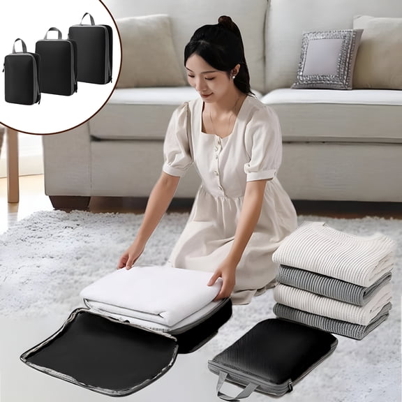 GASTROPOD 2026 New Travel Compression Packing Storage Bags,Travel Bags Luggage Organizers,Travel Zipper Waterproof Compression Cubes for Suitcases Double Capacity Design Clothes Storage Bags