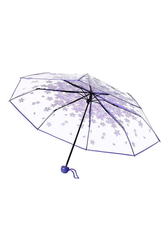 2026 New Umbrellas for Rain Transparent Design Clear Umbrella Cherry Blossom Pattern Travel Umbrella for Travel, Outdoor, Daily Use 96X22.5Cm,Purple