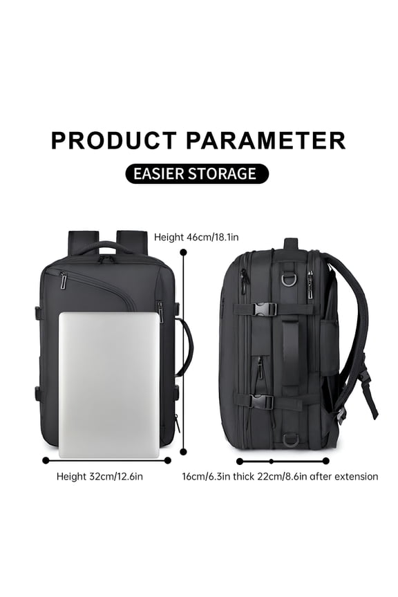 2026 New Vacuum Compression Backpack, Expandable Business Travel Bag, High-Capacity Backpack for Men and Women, Laptop Computer Backpack for Office & Travel