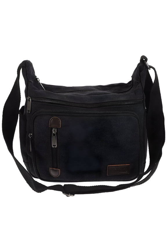 2026 New Vintage Canvas Messenger Bag for Men and Laptop Satchel for Work, School, Travel, Casual, Business (Black)