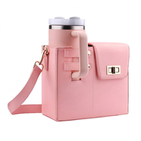 GASTROPOD 2026 New Water Bottle Bag,Comfortable Pu Material Cup Storage Bag,Fashionably Minimalist Crossbody Bag with Sports Water Bottle Holder,Pink