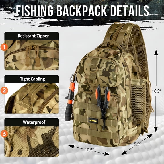 GASTROPOD 2026 New Waterproof Fishing Backpack with Tackle Boxes, Rod Holder, Outdoor Gear for Men, Fishing Tackle Backpack